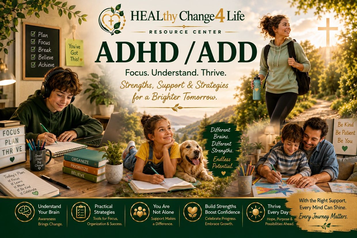 ADHD/ADD awareness and support with strategies for success and growth.