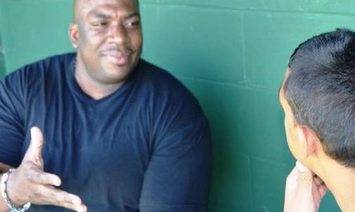 Jeff Wallace talking with youth