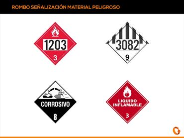 ROMBO SEÑALIZACION PARA TRANSPORTE DE MATERIAL PELIGROSO