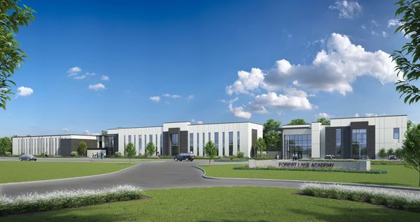 Existing Classroom Building, New Classroom Building, and New Administration Building