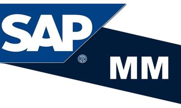 SAP MM logo in blue and white colors.