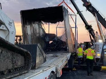 Burned Semi with Both our 50 Ton Rotators