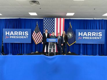 IBEW Local 490 team at the Doug Emhoff rally.