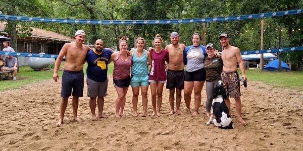 Play a game of sand volleyball at Duck Creek Campground.