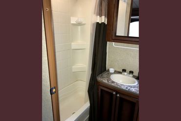 Trailer Rental #145 has a shower with bathtub to get the kids clean!