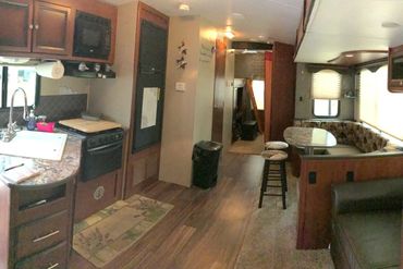 Trailer Rental #145 has a large open area for dining, cooking and hanging out.