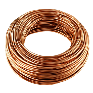 Coiled copper wire with a shiny, metallic finish.
