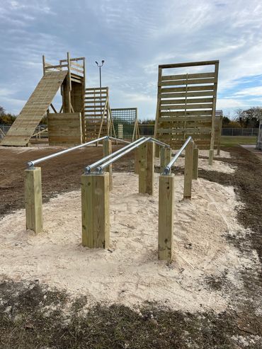 Handwalk, Ladder Wall, Slant & Rappel Tower, 10' Wall, Confidence Climb, Cargo Climb