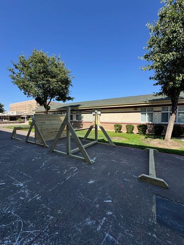 6" Step, 6' Chain Link Fence, 6' Solid Wall, 4" Hurdle