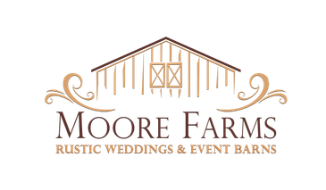 Logo of Moore Farms featuring a barn and elegant scrolls.