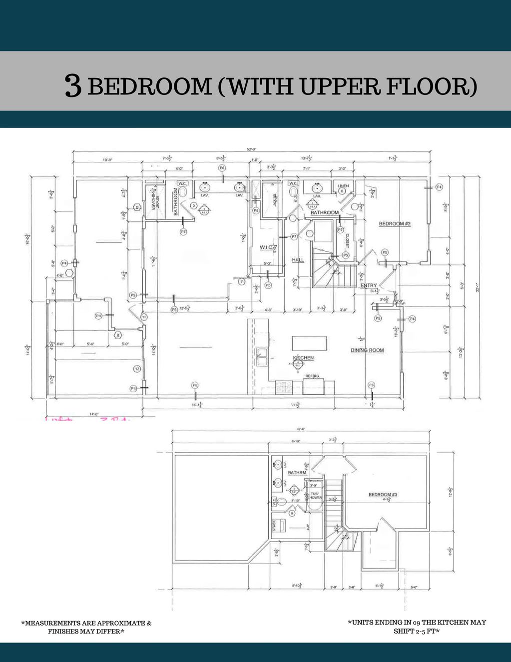 3 Bedroom 3 Bath with Approximately 1462 on Main and 364 on Upper Floor.