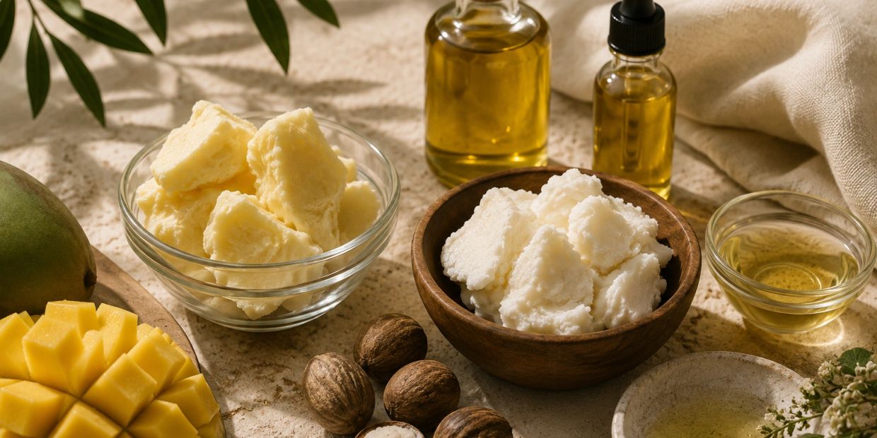 Natural shea butter and oils with mango and nuts.