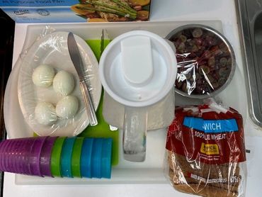 eggs toast milk and fruit at expanding imaginations child care and daycare