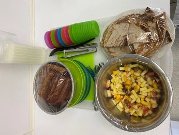 pancake sausage and fruit salad at expanding imaginations child care and daycare