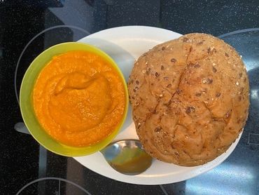 butternut squash soup and bread at expanding imaginations child care and daycare