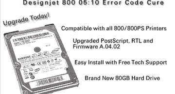 05:10 error code HP Designjet 800Ps plotter 80GB Hard drive for all Designjet 800 plotters. HP part