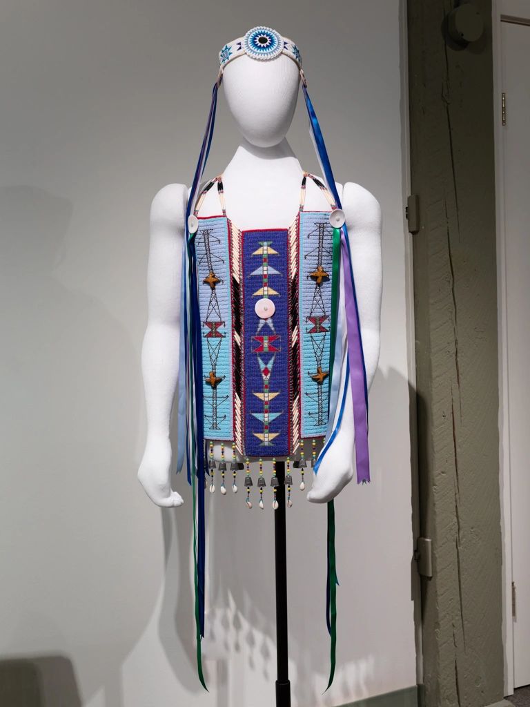 breastplate, beadwork, transmission towers, sharon rose kootenay, sharon cherweniuk, metis artist