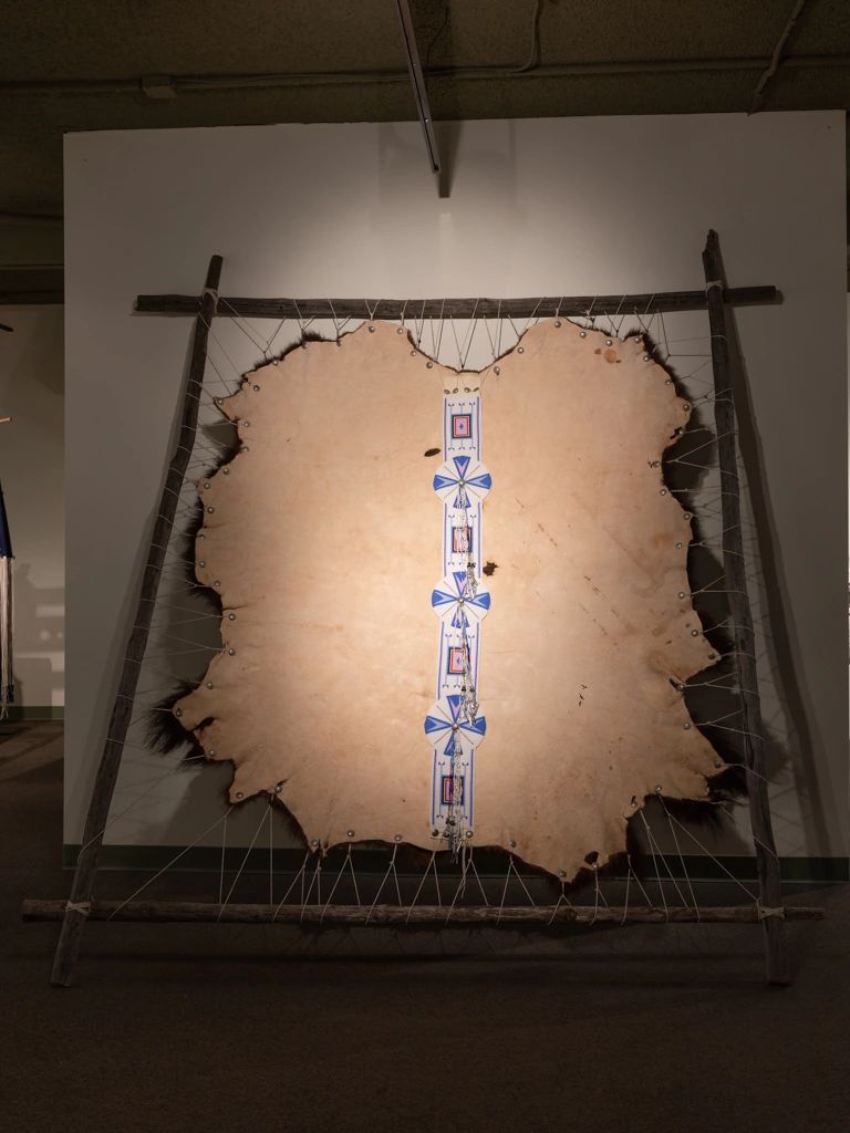 blanket strip, buffalo hide, beadwork, sharon rose kootenay, sharon cherweniuk, alberta metis artist