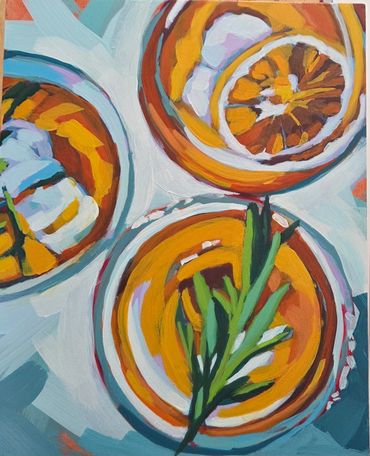 BLOOD ORANGE COCKTAIL 8X10X2 ON CRADLED WOOD PANEL