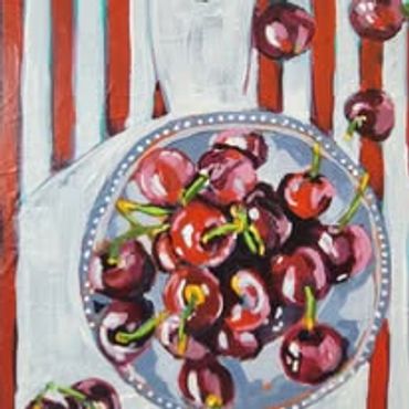 CHERRIES 8X10 ON CRADLED WOOD PANEL