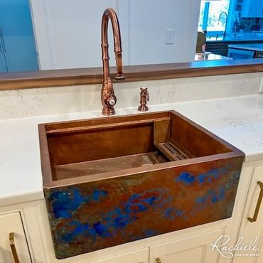 24" copper farmhouse sink with a NexGen workstation by Rachiele Custom Sinks