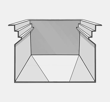 Dual tier, tri-level, Paragon workstation sink design. 18" width at top and bottom. Exclusive design