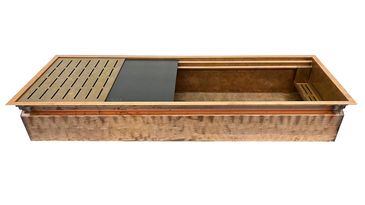 60 inch custom copper dual tier workstation sink made in the USA by Rachiele Custom Sinks