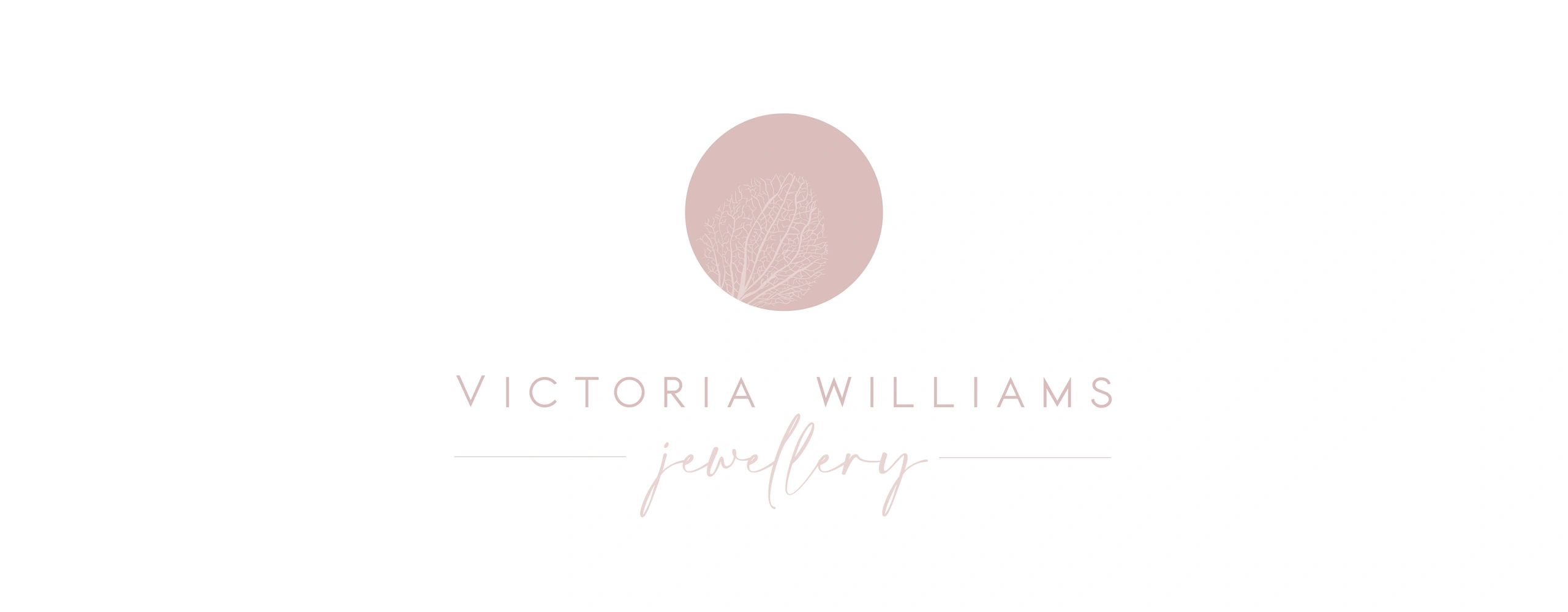 Victoria Williams Jewellery logo with outline of hydrangea skeleton petal.