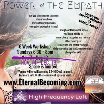 Workshop flyer for 'Power of the Empath' at High Frequency Loft.