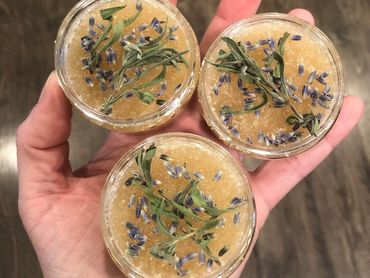 Lavender Sugar Scrub with lavender grown on our farm.