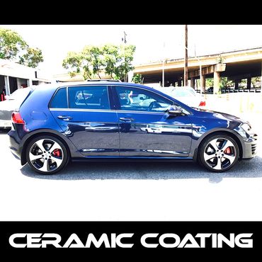 Blue Volkswagon showing a Tint Pros ceramic coating on the paint and it's shining