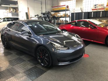 Grey tesla model 3 ceramic coated