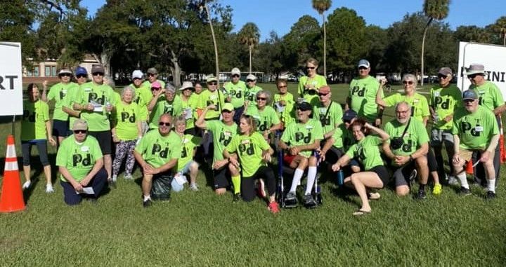 Parkinson's group picture after the pdLIFE Challenge, an annual Parkinson's obstacle course in Tampa