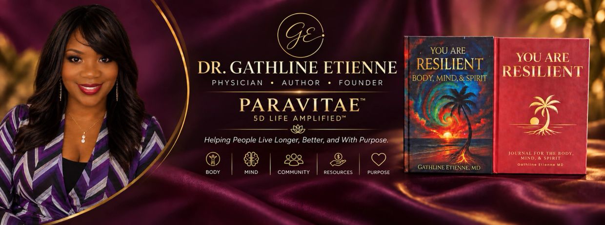 Dr. Gathline Etienne promoting her books on resilience and purpose.