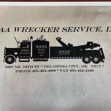 AAAA Wrecker Service
3307 NE 10th St.
Oklahoma City, OK  73117
405-424-4869