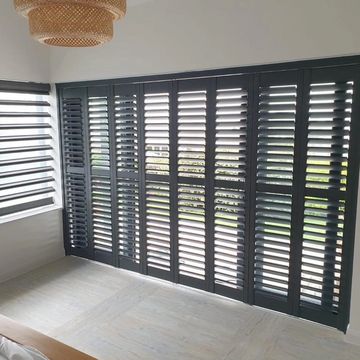 Bi fold door shutter in black colour