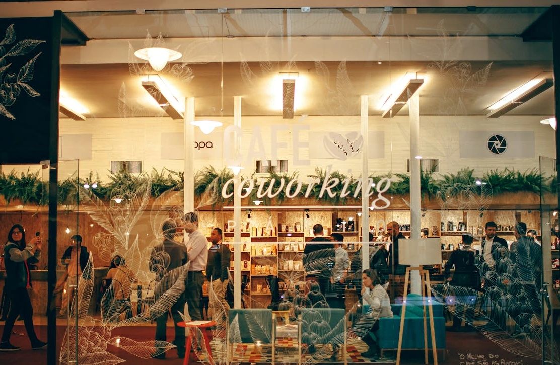 Busy modern coworking space, workplace vending in Greater Houston