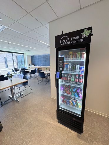 Quick S-Mart smart vending machine in a modern office café in Greater Houston