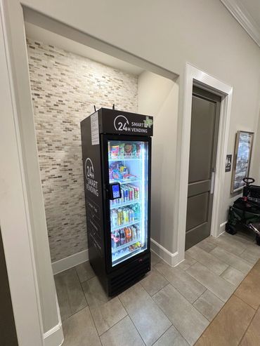 24-hour smart vending machine in a residential hallway alcove