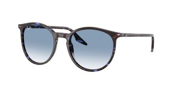 Round tortoiseshell Ray-Ban sunglasses with blue gradient lenses.