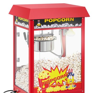 Red popcorn machine.