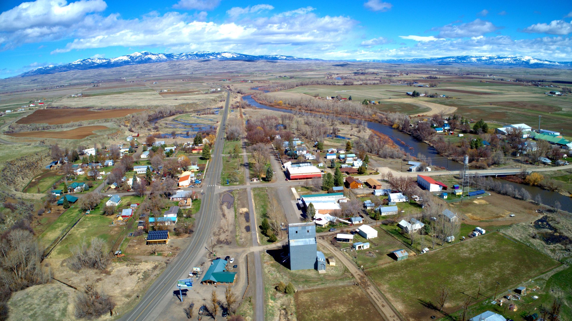 An aerial view of Midvale Idaho