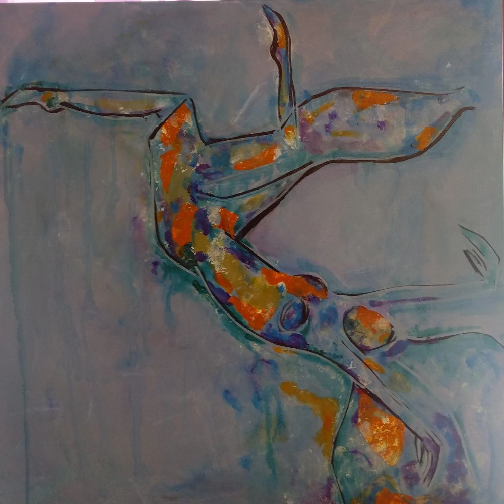 Free Spirit is from my sold album . She is a mixed media work of a woman floating and immersed in se