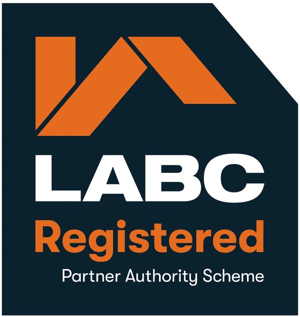 LABC Registered Partner Authority Scheme logo with orange and white text.