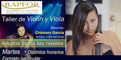 Violin, Viola and Cello lessons by Crismary Garcia for all ages and Styles in Fort Lauderdale at Humfor Energy of the Arts in Hollywood.