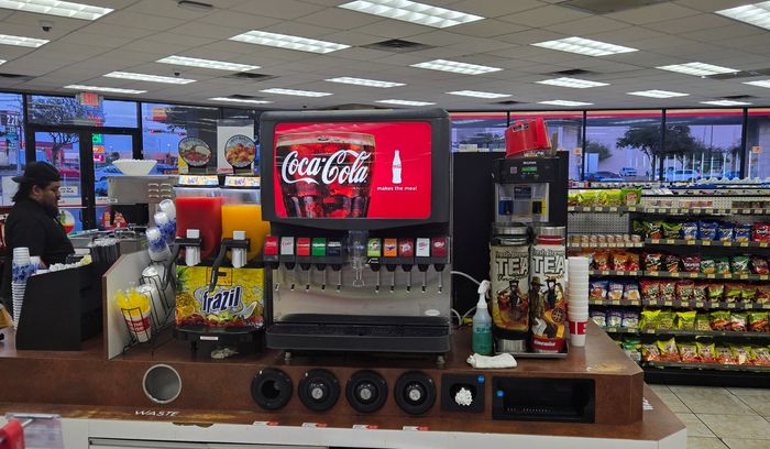 ervice technician repairing soda fountain, tea dispenser, juice dispensers