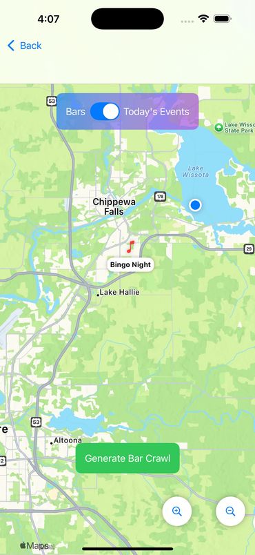 Today's events will be displayed on the Map