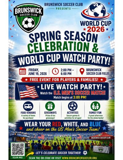 Brunswick Soccer Club hosts 2026 World Cup watch party and spring celebration on June 19.