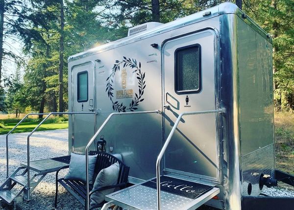 view of Violet the two stall luxury restroom trailer