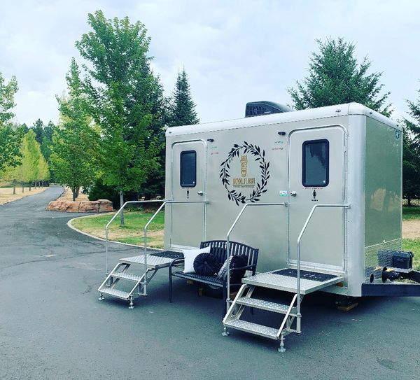 view of Opal the two stall luxury restroom trailer
